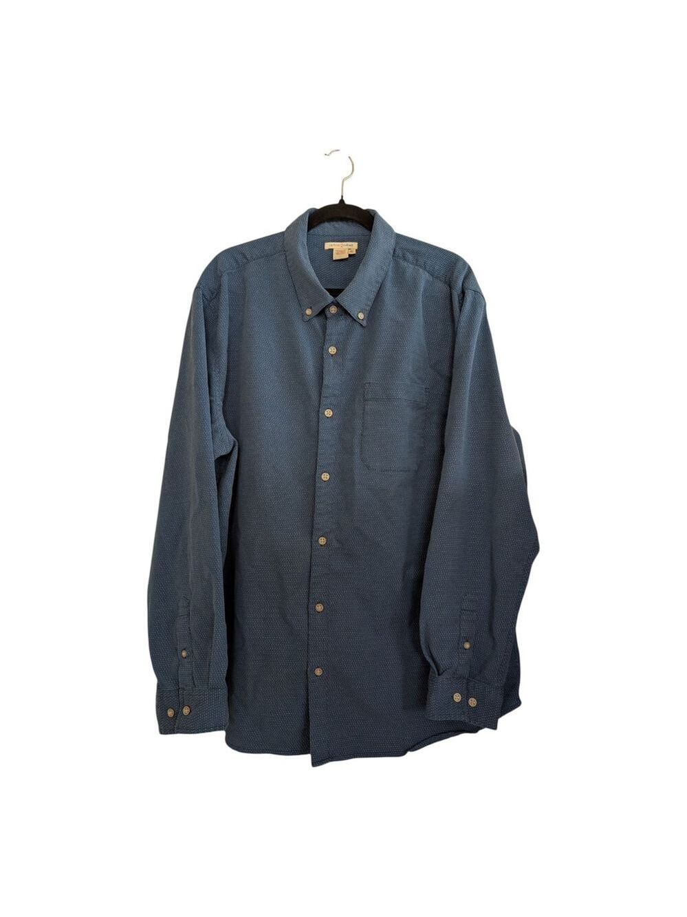 Carbon 2 Cobalt Button Down Shirt XL Blue Textured Pointillism Polka Dot Casual